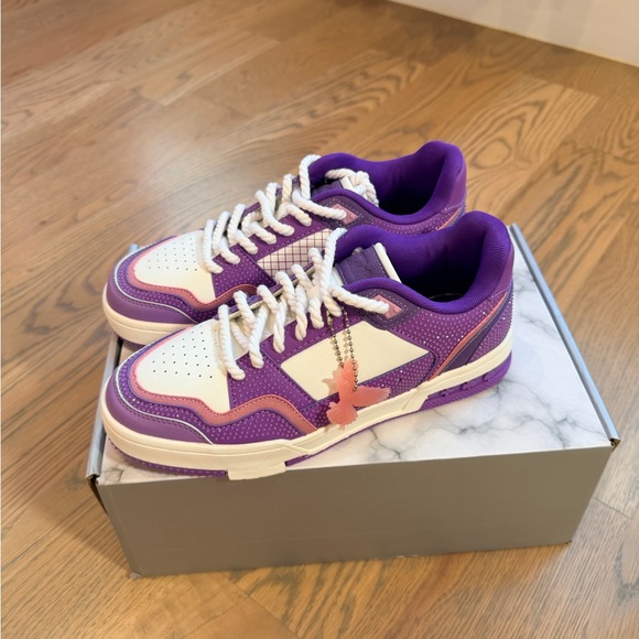 AllStarElite Watson Sneakers Purple White Embellished Sneaker W8.5/ M6.5 Euro 40 - Picture 3 of 7